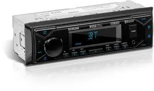 BOSS Audio Systems 609UAB Multimedia Car Stereo - Single Din, Bluetooth Audio and Hands-Free Calling, Built-in Microphone, MP3 Player, No CD/DVD Player, USB Port, AUX Input, AM/FM Radio Receiver