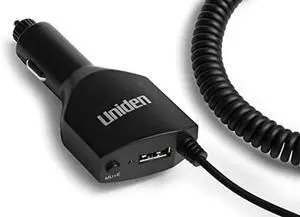 Uniden LRDACWM044 Radar Detector Smart Power Cord w/Mute Button and USB Charging for R1, R3, R7, & DFR Series, 12V DC Cig Adapter