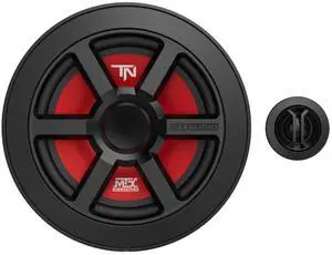 MTX Terminator Series 6.5 Inch Woofer Cone Component 2-Way Speaker Pair with 45 Watt RMS, Black/Red