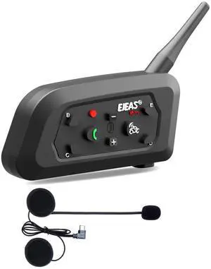 EJEAS V6 Motorcycle Bluetooth Headset, 2 Riders Motorcycle Intercom Helmet Communication System with Noise Reduction and Bluetooth 5.1 for Motorcycling Skiing and Climbing (1 Pack)