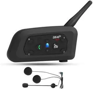 EJEAS V6 Pro Motorcycle Bluetooth Headset, Upgraded 2 Riders Intercom Helmet Communication System with Auto-Answering Call and Noise Reduction for Motorcycling Skiing and Climbing (1 Pack)