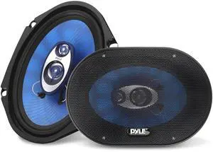 Pyle 6x9/7x10 car Speakers 4-Way Quadriaxial Full Range Sound Audio - Butyl Rubber Surround, 500W w/ 4Ohm Impedance & 3/4'' Piezo Tweeters - Blue Pair