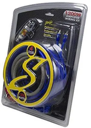 Stinger 4-Gauge Copper Amplifier Wiring Kit, 1200 Watt Sub Wiring Kit, Complete Amp Wiring KIt for Complete Installation (4 Gauge - 1200 Watt)