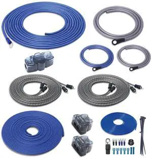 Recoil RC4D True 4 Gauge Car Audio Dual Amplifiers CCA Wiring Installation Kits with OFC RCA Cable
