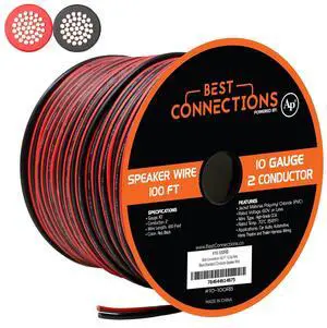 100 ft 10 Gauge CCA Red Black Stranded 2 Conductor Speaker Wire Car Home Audio