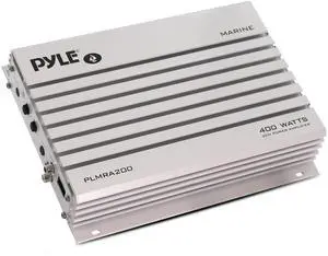 Pyle Hydra Marine Amplifier Upgraded Elite Series 400 Watt 2 Channel Bridgeable Audio Amplifier- Waterproof, Dual MOSFET Power Supply, GAIN Level Controls, RCA Stereo Input & LED Indicator - PLMRA200