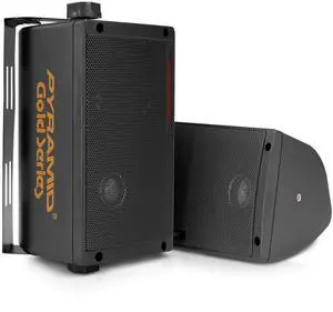 Pyramid Outdoor Speaker, 200 Watt 3-way Mini Box Speaker System, Perfect for Indoor and Outdoor Use, 3.25" Powerful Woofer, Pair
