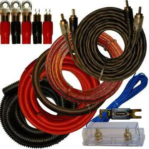 0 Gauge Amplfier Power Kit for Amp Install Wiring Complete 1/0 Ga Cables 4500W