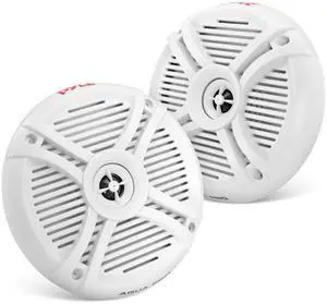 Pyle 7.7" Dual Marine Speakers - 2 Way Full Range Stereo Sound Reproduction, Marine Grade Weather Resistant Construction w/ 280 Watt Power, Polypropylene Cone, Santoprene Surround, 1 Pair (White)