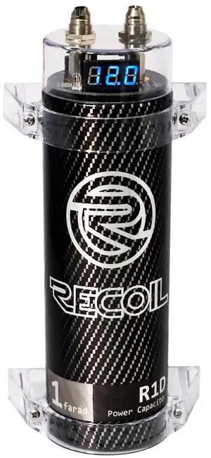 RECOIL R1D 1.0 Farad Car Audio Energy Storage Reinforcement Capacitor with Blue Digital Read-Out