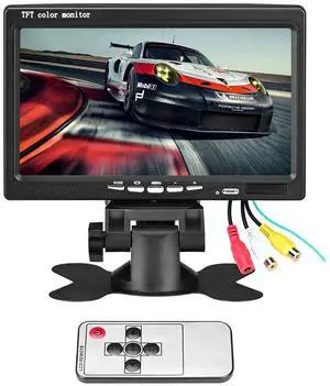 Vehicle On-Dash Backup Monitor, 7" Digital HD Car TFT LCD Color Screen Displaywith 2 Video Input for Rear View Camera (No Cam, 1024 x 600)