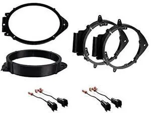 6x9 Front + 6" 6.5" 6.75" Rear Car Stereo Speaker Install Adapter Mount Bracket Plates w/Speaker Wire Connectors Made for 2018-2022 Chevrolet GMC - See Below for Compatible Vehicles
