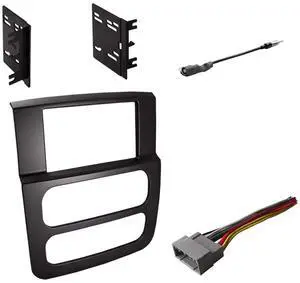 Double DIN Radio Dash Kit with Antenna Adapter & Harness for 2002-2005 Dodge RAM 1500 2500 3500
