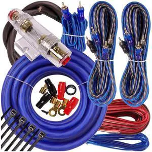 Complete 4 Channels 2000W Gravity 4 Gauge Amplifier Installation Wiring Kit Amp Pk3 4 Ga Blue - for Installer and DIY Hobbyist - Perfect for Car/Truck/Motorcycle/Rv/ATV