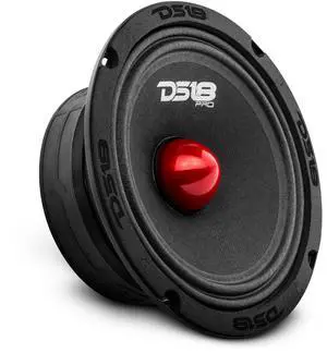 DS18 PRO-GM6.4B Midrange Loudspeaker 6.5" Red Aluminum Bullet, 480W Max, 4 Ohms,1.5" Kapton VC Premium Quality Audio Door Speakers for Car or Truck Stereo Sound System (1 Speaker)