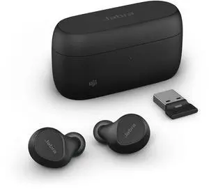 Jabra Evolve2 True Wireless Earbuds - in-Ear Bluetooth Earbuds with Active Noise Cancellation & 4-Mic MultiSensor Voice Technology - Microsoft Teams Certified, Works with All Meeting Apps - Black