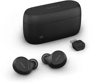 Jabra Evolve2 True Wireless in-Ear Bluetooth Earbuds with Active Noise Cancellation (ANC) and 4-mic MultiSensor Voice Technology - Microsoft Teams Certified, Works with All Other Meeting apps - Black