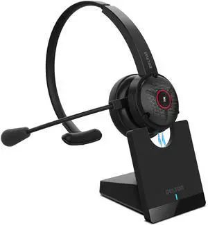 Delton Noise Canceling Bluetooth Computer Headset with Charging Dock, Wireless Headset for Laptop/PC/iMac/Tablet/Smartphones, Compatible with MS Teams, Zoom, Google Meet, Slack and More - Black