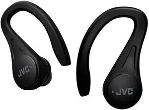 JVC Sport True Wireless Earbuds Headphones, Lightweight and Compact, Long Battery Life (up to 30 Hours), Sound with Neodymium Magnet Driver, Water Resistance (IPX5) - HAEC25TB (Black), Small