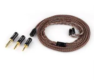 Linsoul Tripowin Amber 32AWG OFC Oxygen Free Cable HiFi IEM Cable with Interchangeable 2.5mm/3.5mm/4.4mm Plug, PVC Sleeve Replacement Cable for Audiophile(2pin 0.78mm)