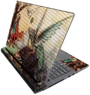 MightySkins Carbon Fiber Skin for Alienware M17 R3 (2020) & M17 R4 (2021) - Tale of A Dragon | Durable Textured Carbon Fiber Finish | Easy to Apply and Change Style | Made in The USA