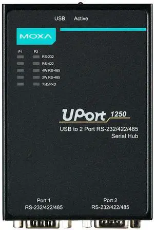 MOXA UPort 1250-2 Port USB-to-Serial Hub, RS-232/422/485