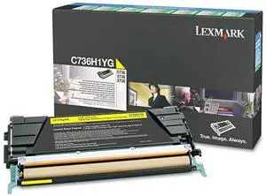 Lexmark C736H1YG High-Yield Yellow Return Toner Cartridge