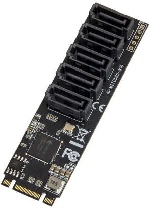 IO CREST Internal 5 Port Non-RAID SATA III 6GB/s M.2 B+M Key Adapter Card for Desktop PC Support SSD and HDD. JMB585 Chipset