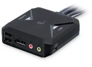 IOGEAR 2-Port 4K KVM Switch with DisplayPort and USB-C  4096x2160 60Hz  Built-in Cables  USB Hub  Remote Switch Button  USB-C & DisplayPort Combo (GCS82DPC)