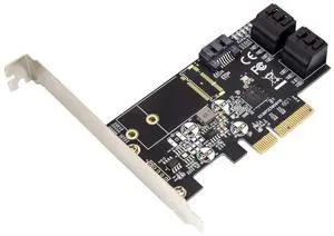 Internal 5 Port Non-Raid SATA III 6GB/S Pci-E X4 Controller Card for Desktop PC Support SSD and HDD with Low Profile Bracket. JMB585 Chipset