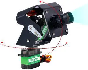 Yahboom Digital Servo 2DOF Multi-Angle Steering Gimbal Electric 2 Degrees of Freedom Camera PTZ with LED Light for DIY Robot Car (2DOF Basic Ver)