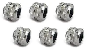 XSPC G1/4" to 10mm ID, 14mm OD Rigid Tubing Fitting, Chrome, 6-Pack