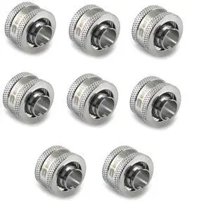 XSPC G1/4" Compression Fitting for 3/8" ID - 1/2" OD Flexible Tubing V2, Chrome, 8-pack