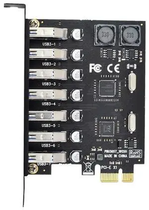 Xiwai 7 Ports PCI-E to USB 3.0 HUB PCI Express Expansion Card Adapter 5Gbps for Motherboard