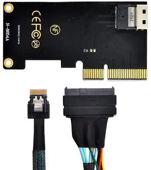 Xiwai PCI-E 3.0 4.0 to SFF-8654 Slimline SAS Card Adapter and U.2 U2 SFF-8639 NVME PCIe SSD Cable for Mainboard SSD