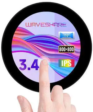waveshare 3.4inch DSI LCD Compatible with Raspberry Pi 5/4B/3B+/3A+, CM3/3+/4, Circle Touch Display, 800×800 Resolution, IPS, 10-Point Touch