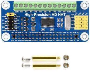 Waveshare High-Precision AD HAT, Compatible with Raspberry Pi 5/4B/3B/Zero/Zero W/Zero 2W/Pico/Pico W/Pico WH and Jetson Nano, ADS1263 10-ch 32-bit ADC