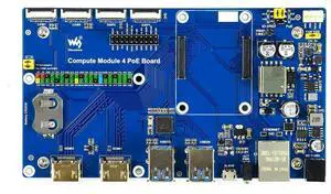 Waveshare Compute Module 4 IO Board with PoE Feature, Compatible with Raspberry Pi, Suitable for All Variants of CM4