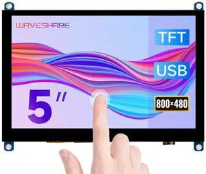 Waveshare 5inch Capacitive Touch Screen LCD Slimmed-Down Compatible with Raspberry Pi 5/4B/3B+/3A+/2B/B+/A+/Zero/Zero W/WH/Zero 2W CM3+/4 800×480 Resolution HDMI Toughened Glass Panel Supports Windows