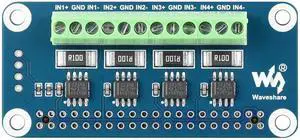 waveshare 4-ch Current/Voltage/Power Monitor HAT for Raspberry Pi with I2C/SMBus Interface