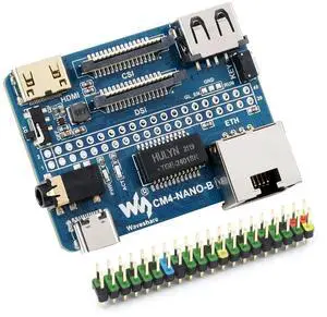 Nano Base Board (B) for Raspberry Pi Compute Module 4, Same Size as CM4, with Standard CM4 Socket, Raspberry Pi 40PIN GPIO, Gigabit Ethernet, USB2.0, DSI, CSI, HDMI, 3.5mm Audio Jack etc.