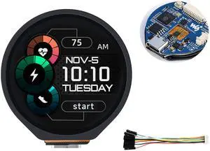 waveshare RP2040-Touch-LCD-1.28 Based on Raspberry Pi RP2040 Board with 1.28inch Round Touch LCD, 240x240 Pixels 65K RGB Colors IPS LCD Display, Accelerometer and Gyroscope Sensor Dual-Core Processor