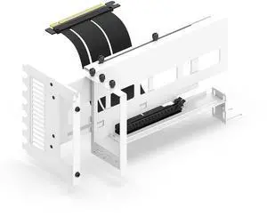 EZDIY-FAB Vertical PCIe 4.0 GPU Mount Bracket Graphic Card Holder with 5V 3 Pin ARGB LED Module, Video Card VGA Support Kit with PCIe 4.0 X16 Gen4 17cm/6.69in Riser Cable 90 Degree Right Angle (White)