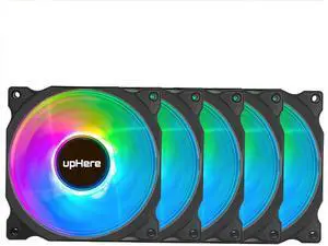 upHere RGB LED 120mm Case Fan,Quiet Edition High Airflow Adjustable Color LED Case Fan for PC Cases, CPU Coolers,Radiators System,5-Pack / C8123