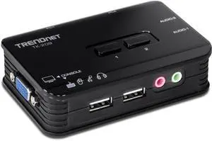 TRENDnet 2-Port USB KVM Switch and Cable Kit with Audio, Manage Two PCs, USB 1.1, Hot-Plug, Auto-Scan, Hot-Keys, Windows & Linux Compliant, TK-209K