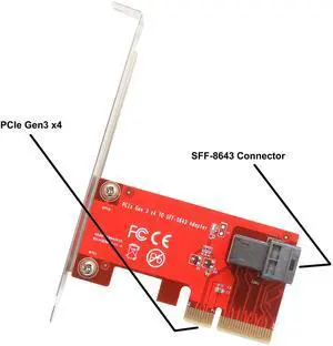 Syba IOCrest SI-PEX40119 2.5" NVME U.2 SFF-8639 to PCI-e 3.0 x4 Adapter Card with U.2 to miniSAS Cable