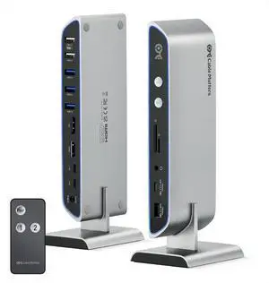 Cable Matters 14-in-1 Dual 4K 60Hz USB C KVM Switch Dock for 2 Computers, Up to 100W Charging, DisplayPort & HDMI, 10Gbps USB-A/C Port, Thunderbolt 4 Compatible for MacBook Pro (Desktop Not Supported)