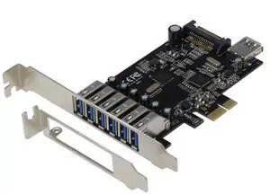 Sedna - PCIE 7 Port USB 3.1 Gen I (5Gbps) Adapter Card (6 External and 1 Internal Ports) with Low Profile Bracket