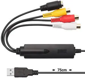 USB Video Capture Card Grabber - August VGB350 - Transfer VHS Mini DV Hi8 DVD to Computer for Windows 11,10,8,7, Composite S-Video, PAL/NTSC/SECAM, Convert Video from VCR & Camcorder