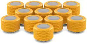 PrimoChill 16mm OD Rigid SX Fitting - 12 Pack - Yellow